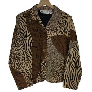 SARA STUDIO Shacket Jacket Animal Print Safari Lightweight Leopard Size Medium